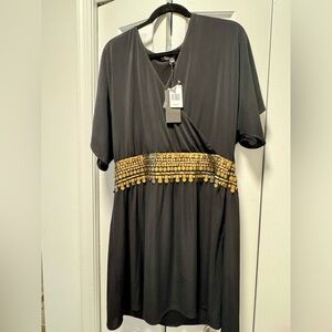 Sheri Bodell Black Dress/Tunic with Gold Coin Waistband - size 1X (14/16)